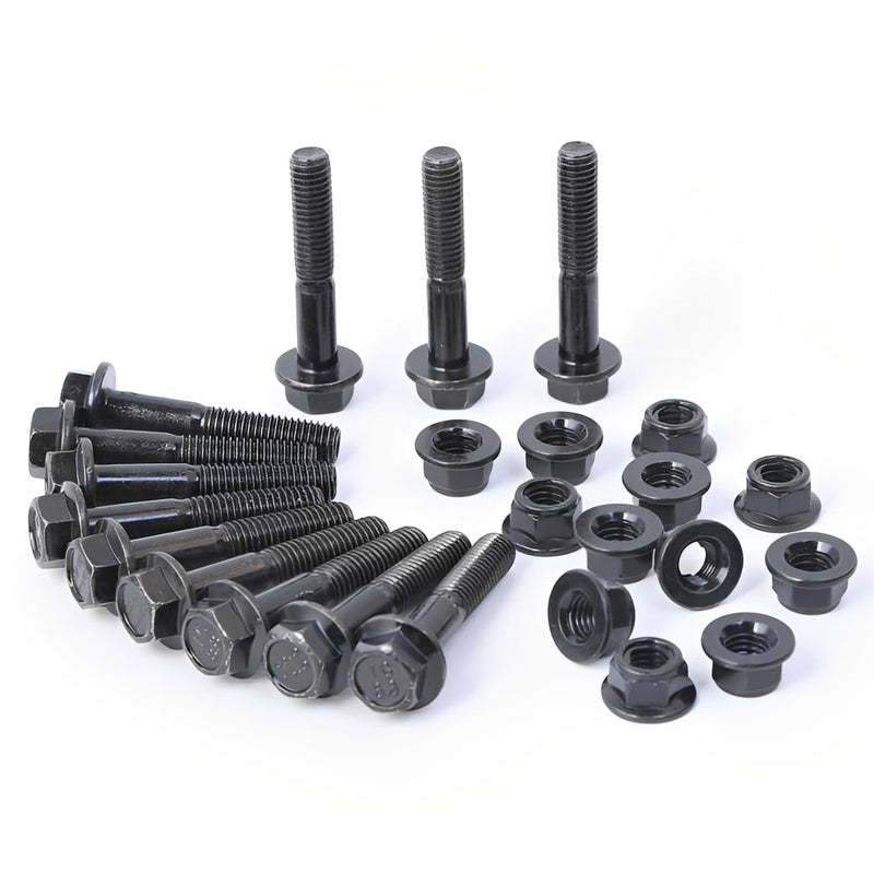 Minho M8-1.25 x 45mm Flange Head Bolts in Carbon Steel Material,Flange Hexagon Screws Come with Flange Nuts,Black Oxide Finish Plated,Partial Thread, 12 Sets - Image 1